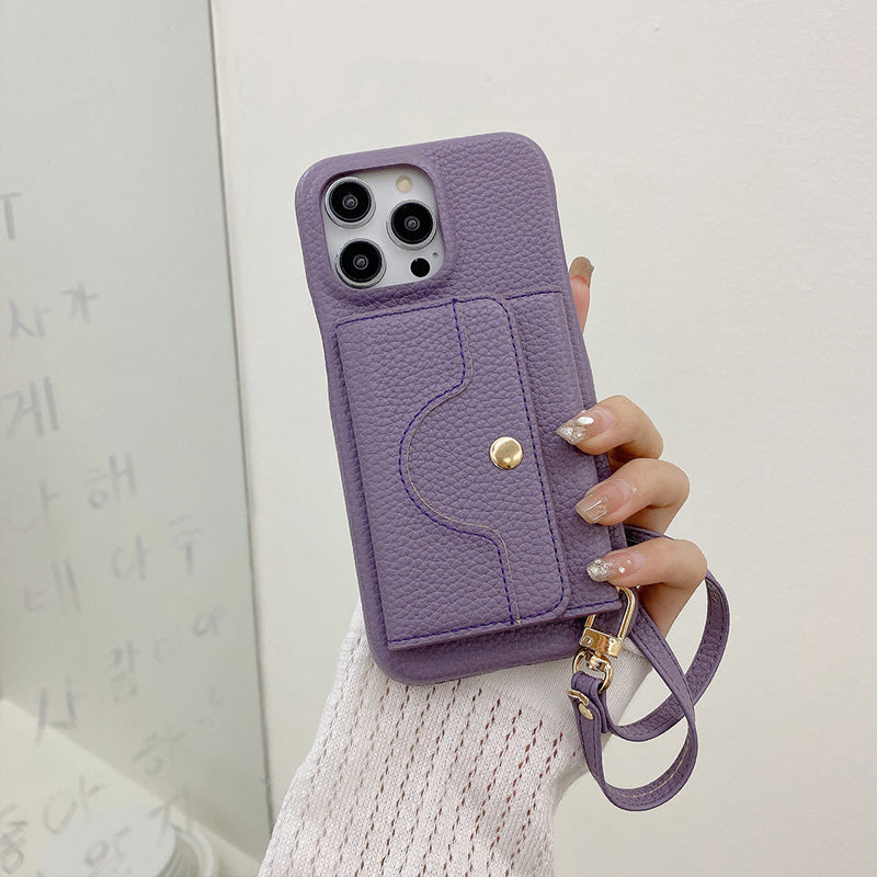 Luxe gespiegeld leren kaarthouder telefoonhoesje