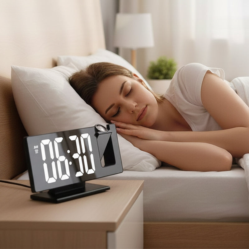 LumoTime – LED-spiegelprojectiewekker | 50% KORTING