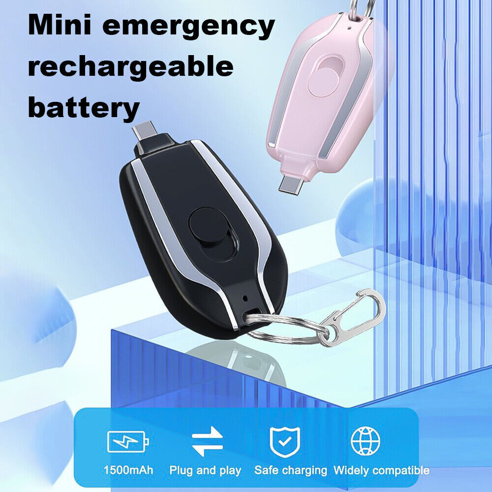1500mAh Mini Power Bank - Sleutelhanger - Noodgevallen - Snellader