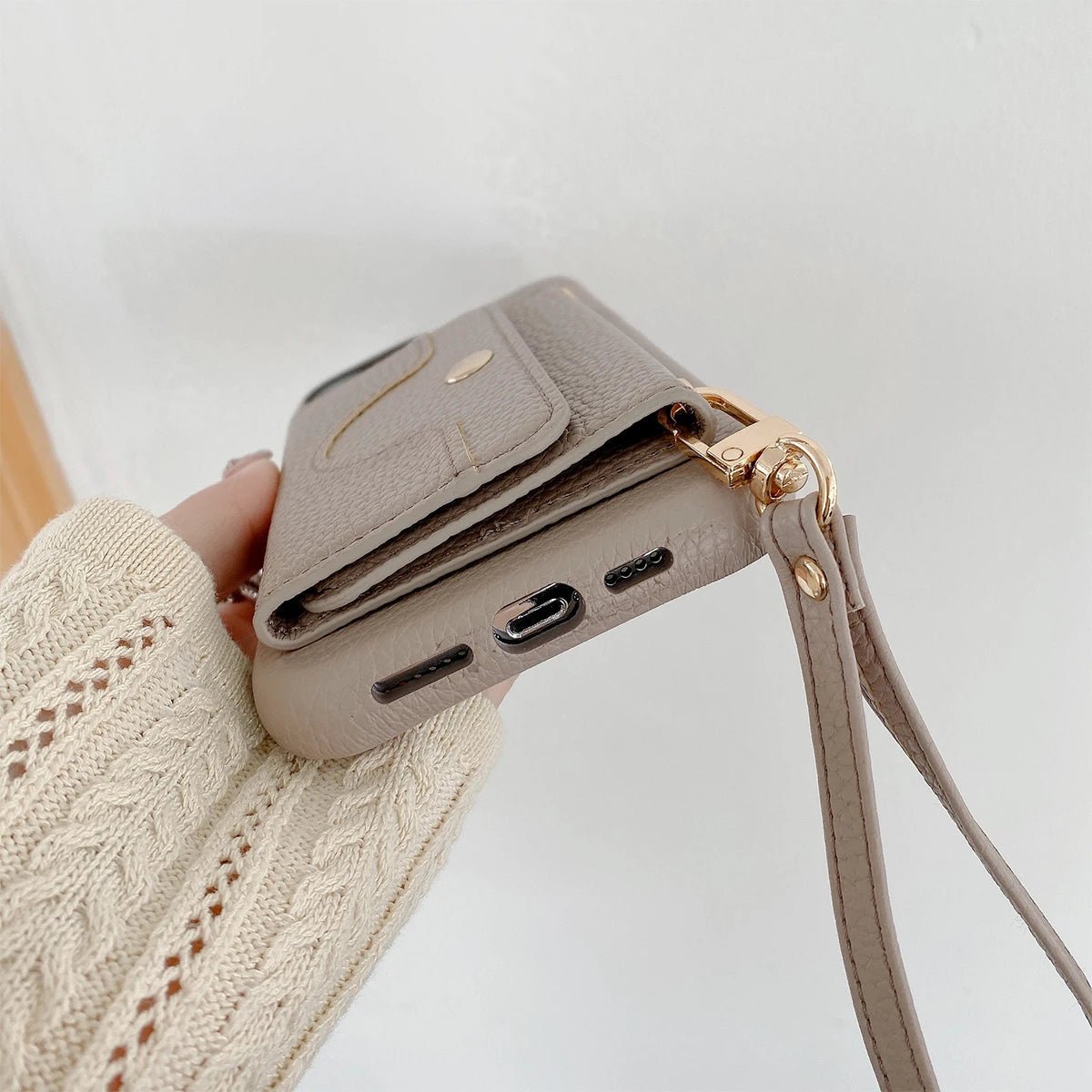 Luxe gespiegeld leren kaarthouder telefoonhoesje