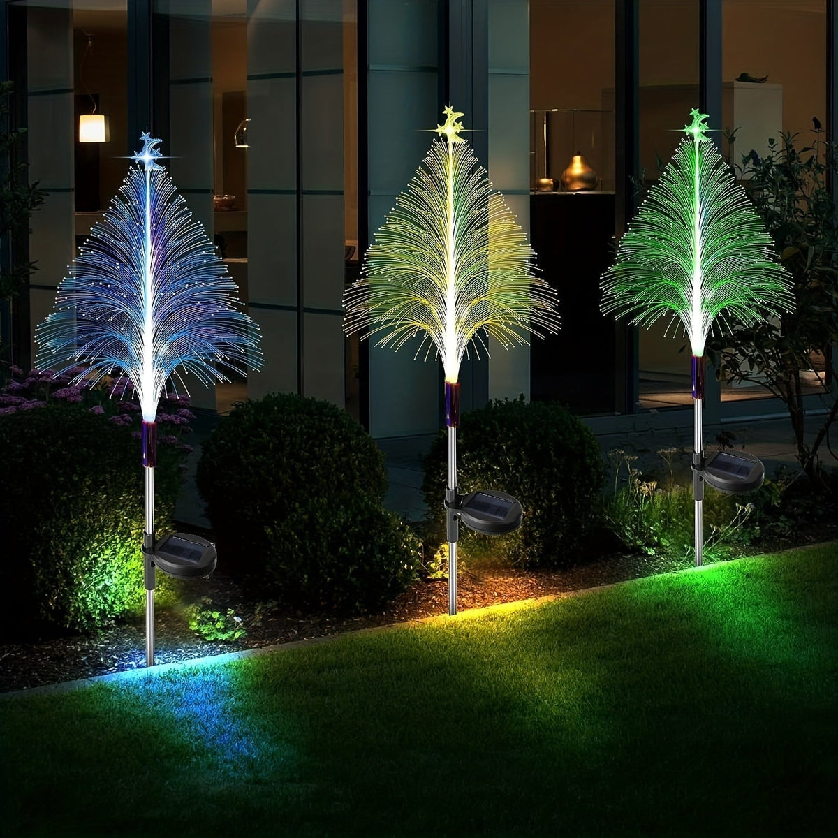 SolarGlow – Set van 3 kleurveranderende kerstbomen