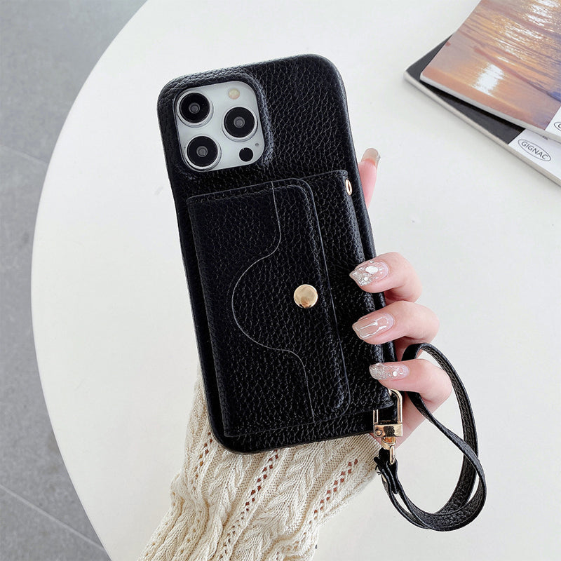 Luxe gespiegeld leren kaarthouder telefoonhoesje