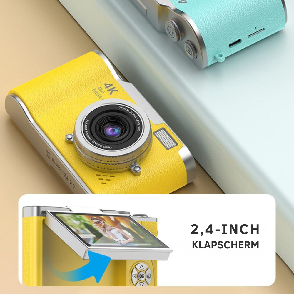 VisionFlip – 4K HD digitale camera met draaibaar scherm | 50% KORTING