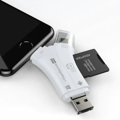 SpeedPort™ – 4-in-1 Draagbare Geheugenkaartlezer voor Mobiele Apparaten | Plug & Play Snelheid in je Zak | 50 % KORTING