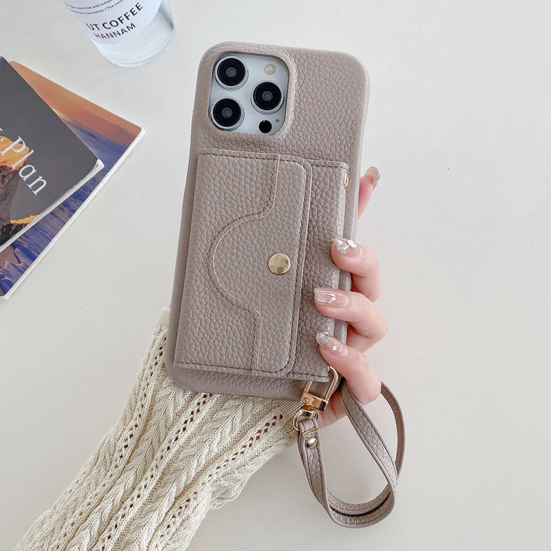 Luxe gespiegeld leren kaarthouder telefoonhoesje
