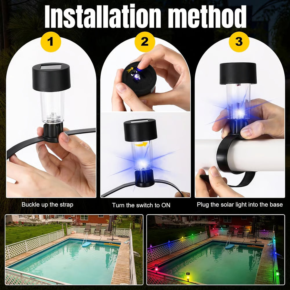 SolarSplash – Set van 6 zonne-zwembadlampen voor bovengrondse zwembaden