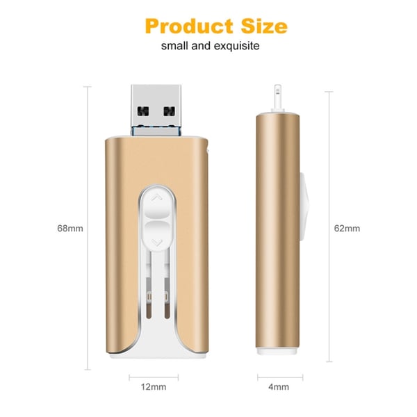 32~256 GB Micro USB + 8-pins + USB 3.0 4-in-1 handige computer-U-schijf | 50% KORTING