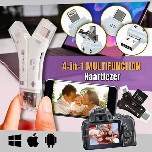 SpeedPort™ – 4-in-1 Draagbare Geheugenkaartlezer voor Mobiele Apparaten | Plug & Play Snelheid in je Zak | 50 % KORTING
