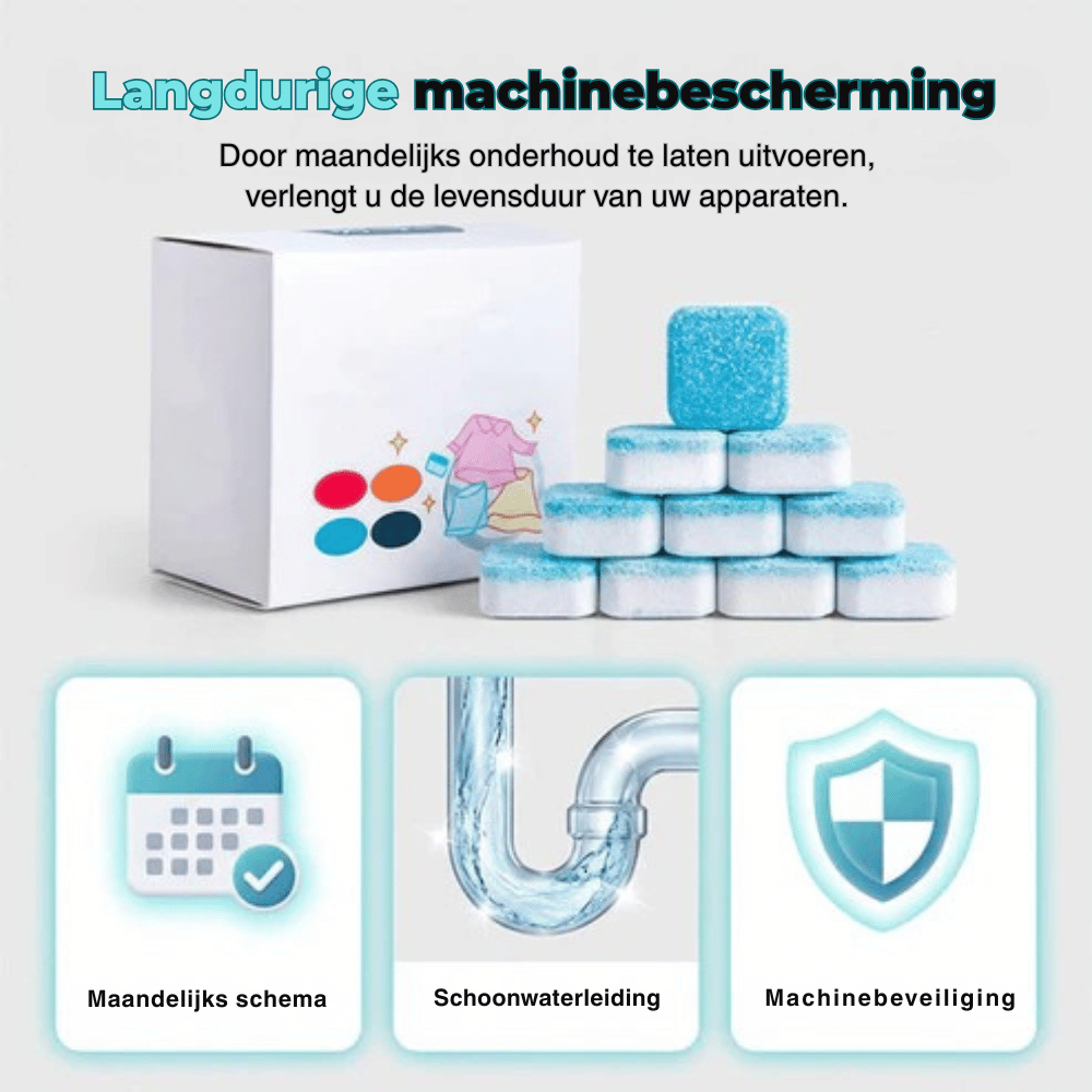 WasherRefresh 12 stuks — Wasmachine Reinigingstabletten | 1+2 doosjes GRATIS