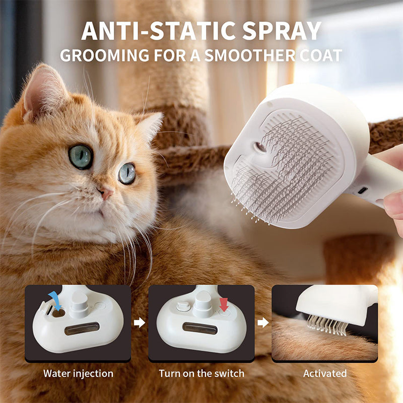 Kattenborstel Met Sprayfunctie - Gezonde Vacht & Minder Losse Haren