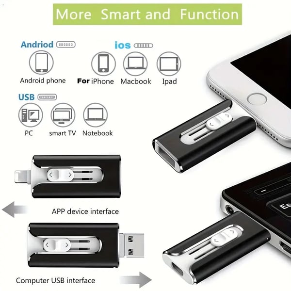32~256 GB Micro USB + 8-pins + USB 3.0 4-in-1 handige computer-U-schijf | 50% KORTING