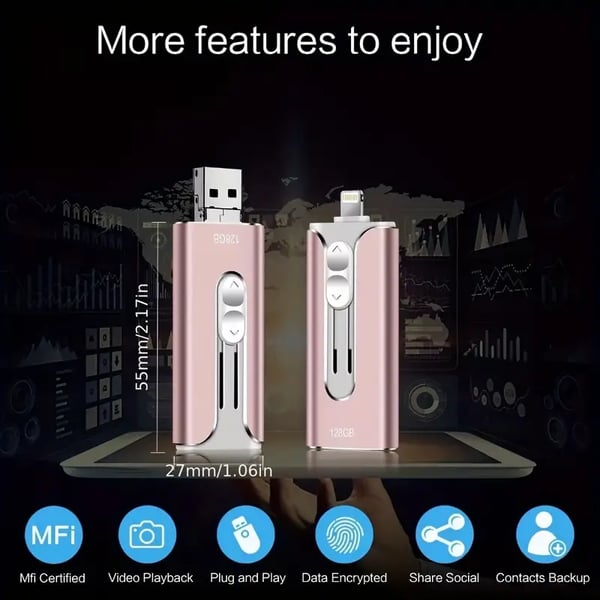 32~256 GB Micro USB + 8-pins + USB 3.0 4-in-1 handige computer-U-schijf | 50% KORTING