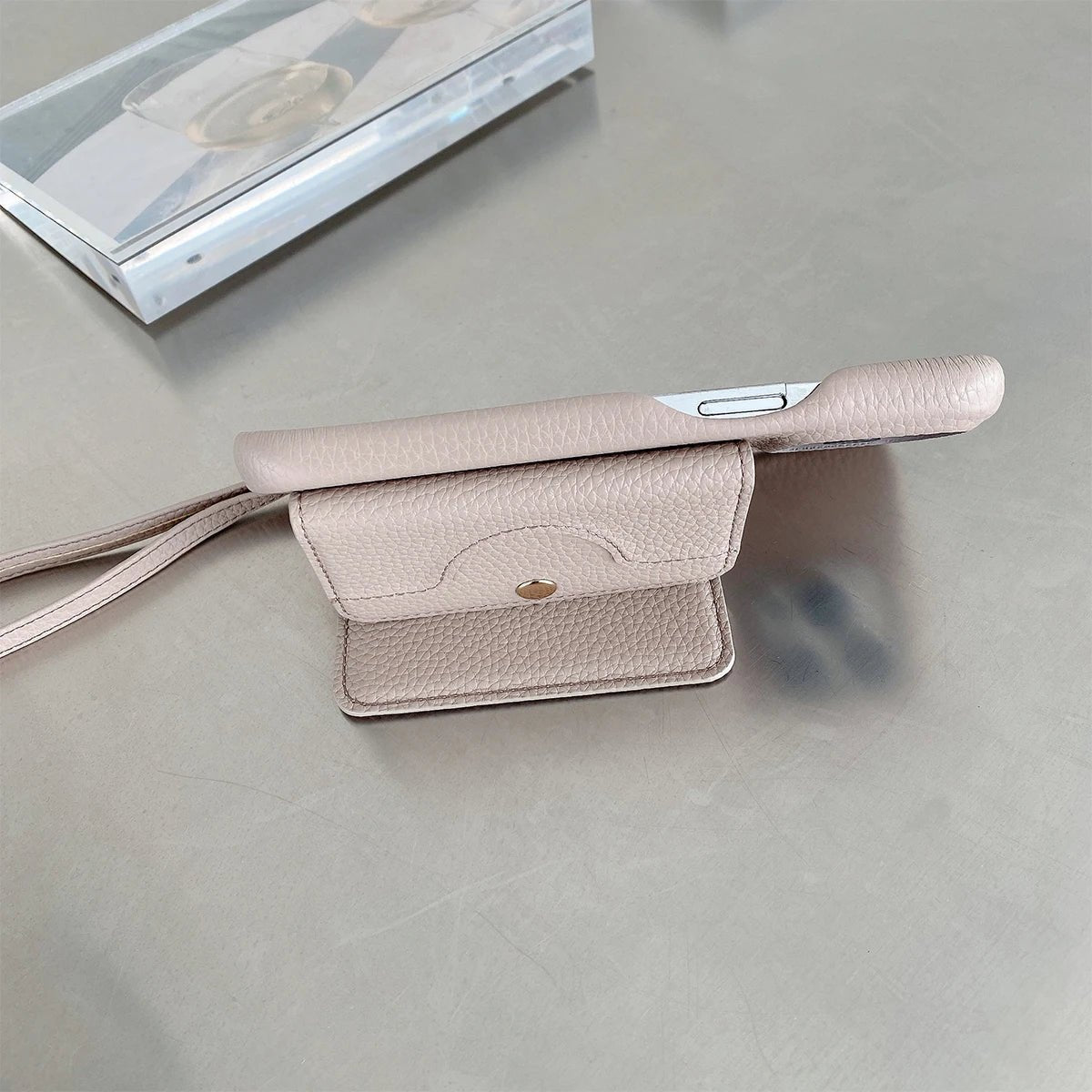 Luxe gespiegeld leren kaarthouder telefoonhoesje