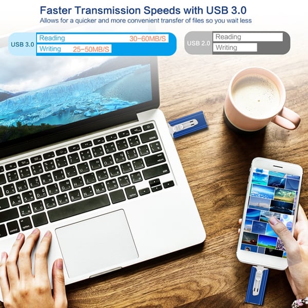 32~256 GB Micro USB + 8-pins + USB 3.0 4-in-1 handige computer-U-schijf | 50% KORTING