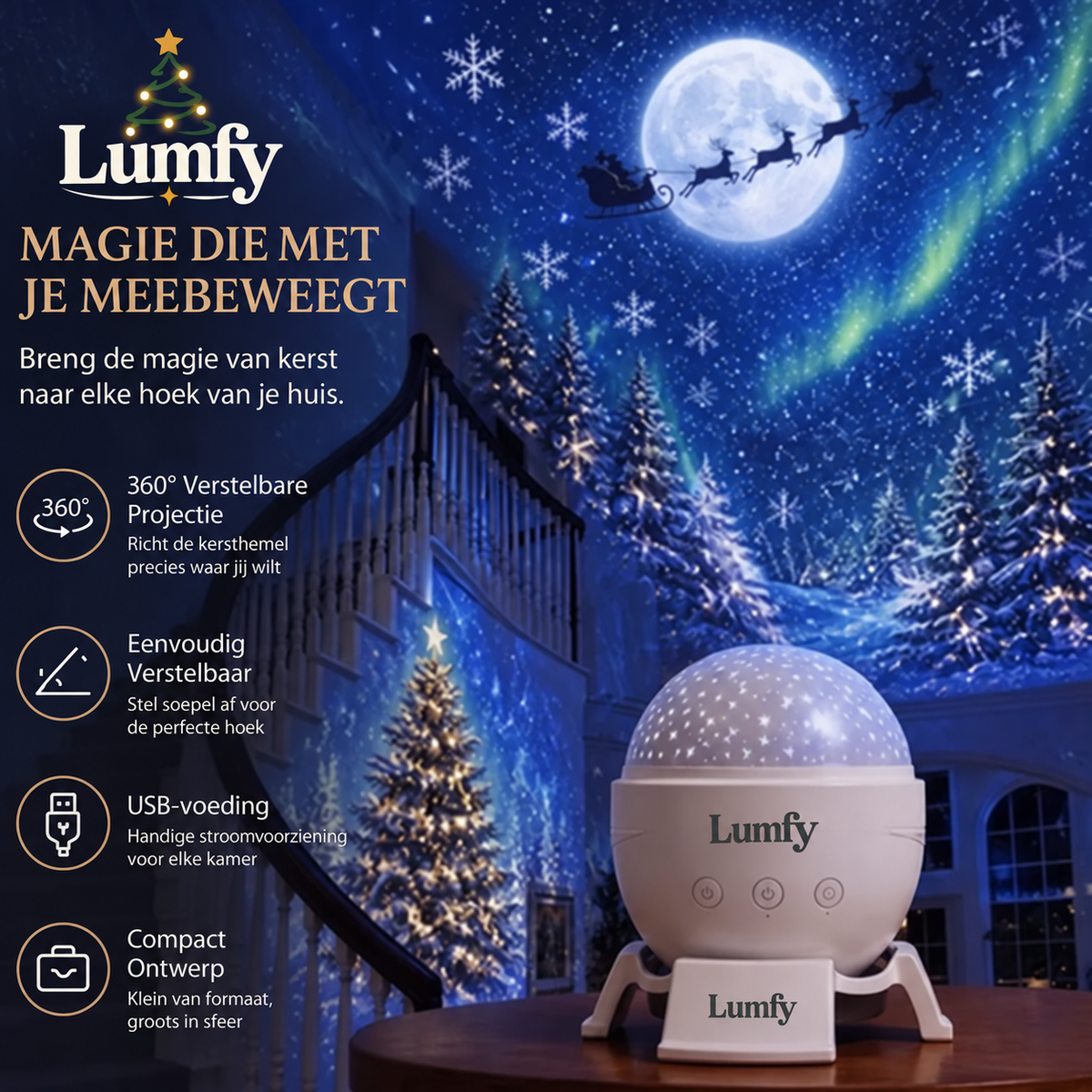 Lumfy™ StarGlow – Magische Kerstprojector ✨