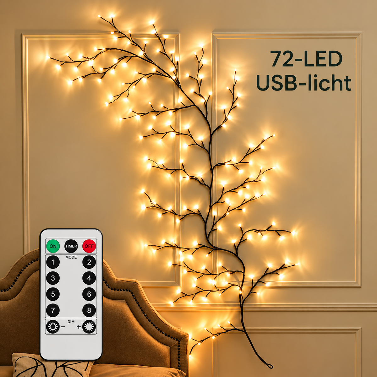 Lumfy WillowLight™ | Kerstverlichting met 72 LED’s & 8 lichtstanden