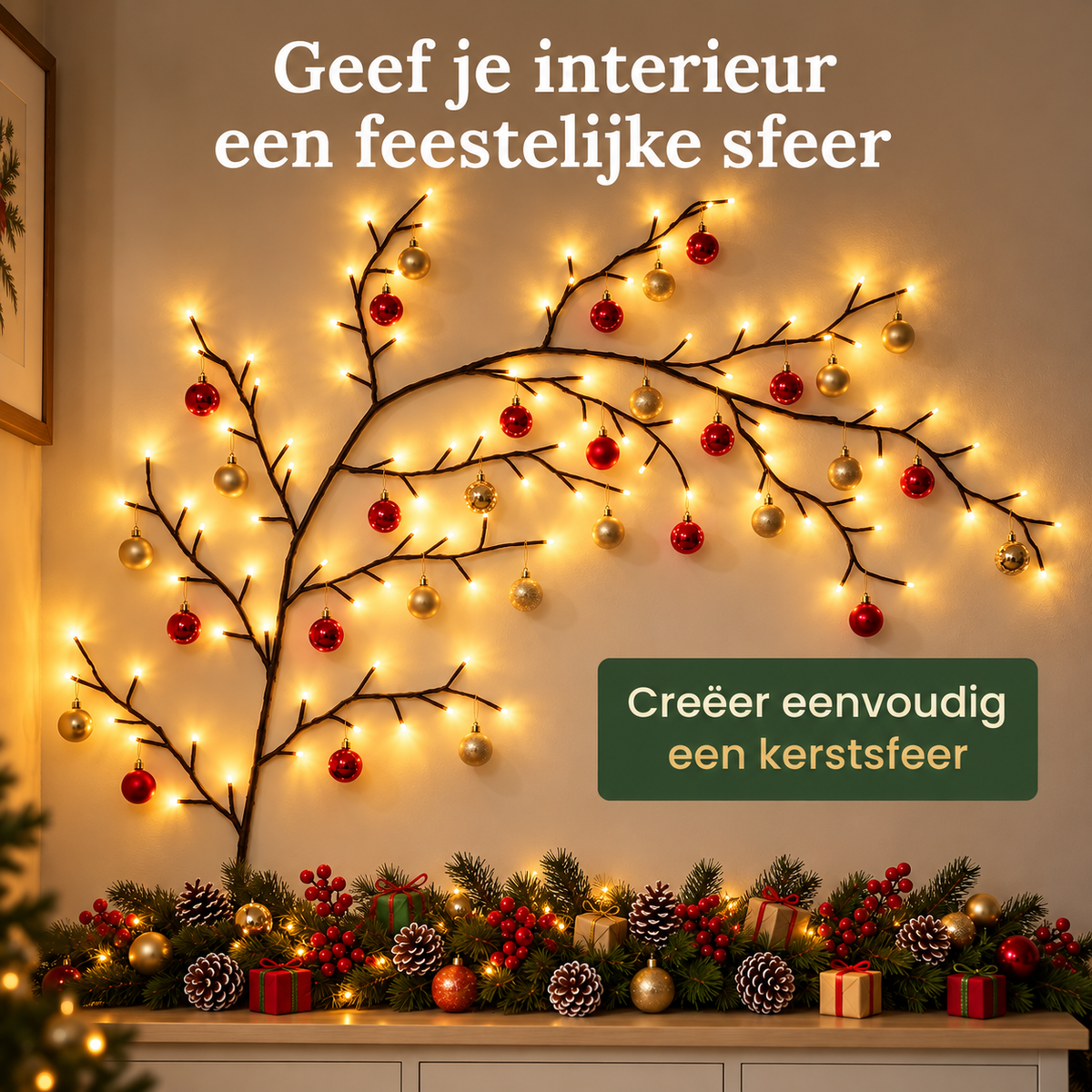 Lumfy WillowLight™ | Kerstverlichting met 72 LED’s & 8 lichtstanden