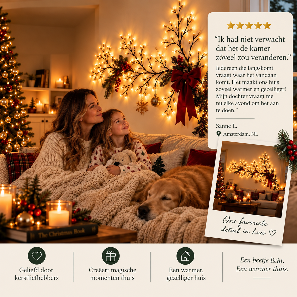 Lumfy WillowLight™ | Kerstverlichting met 72 LED’s & 8 lichtstanden
