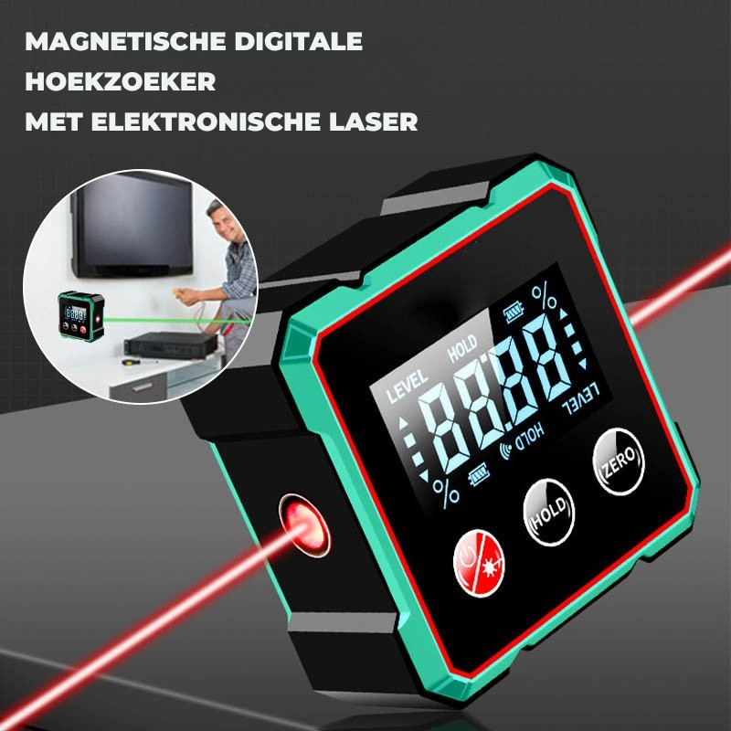 Laserpro – 4-Zijdige Magnetische Digitale Hoekmeter met Laser (optie) | 50% KORTING