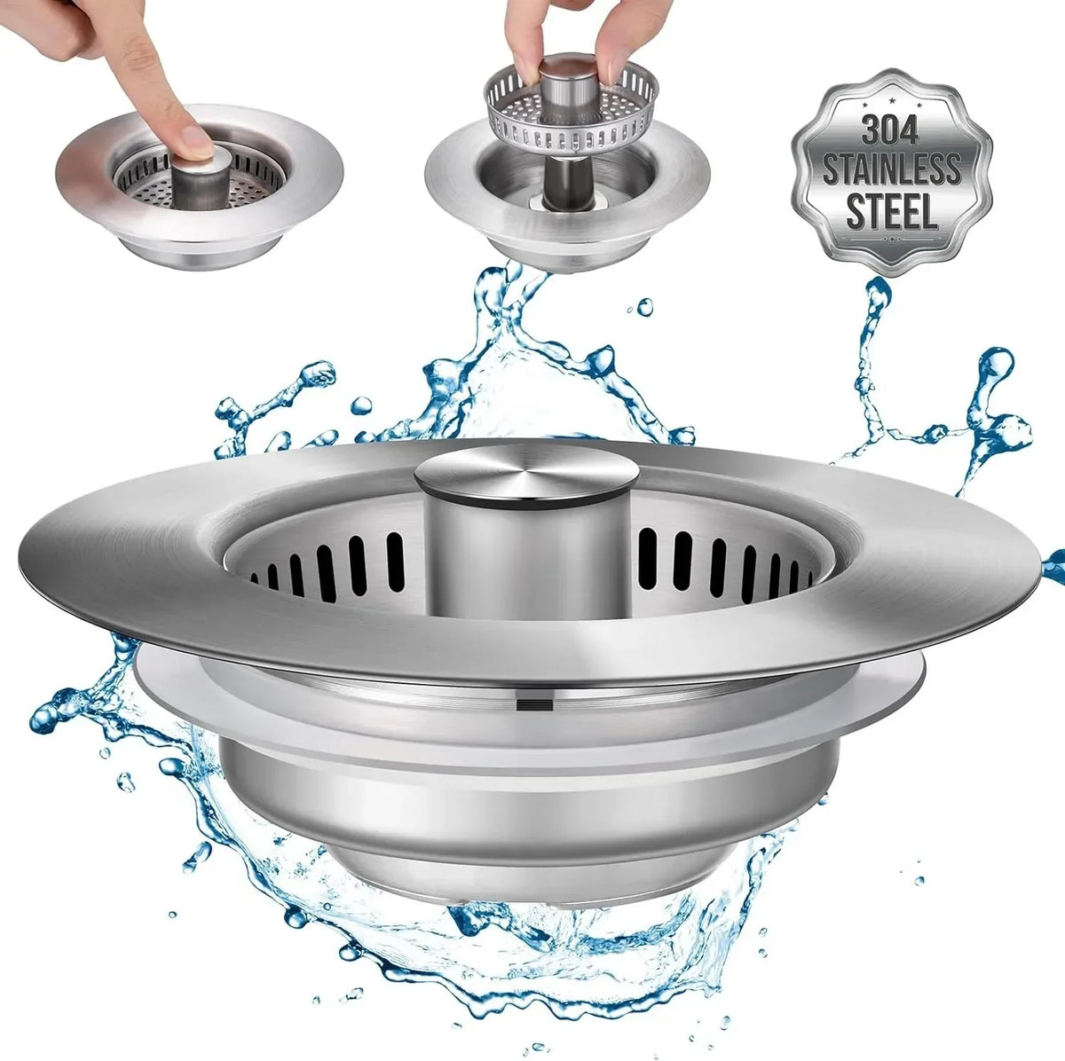 RVS gootsteenzeef - 3-in-1 hygiëne en efficiëntie voor uw keuken | 1+1 GRATIS