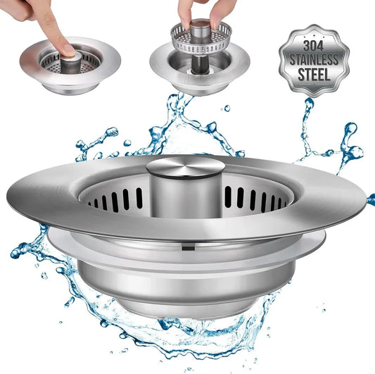 RVS gootsteenzeef - 3-in-1 hygiëne en efficiëntie voor uw keuken | 1+1 GRATIS