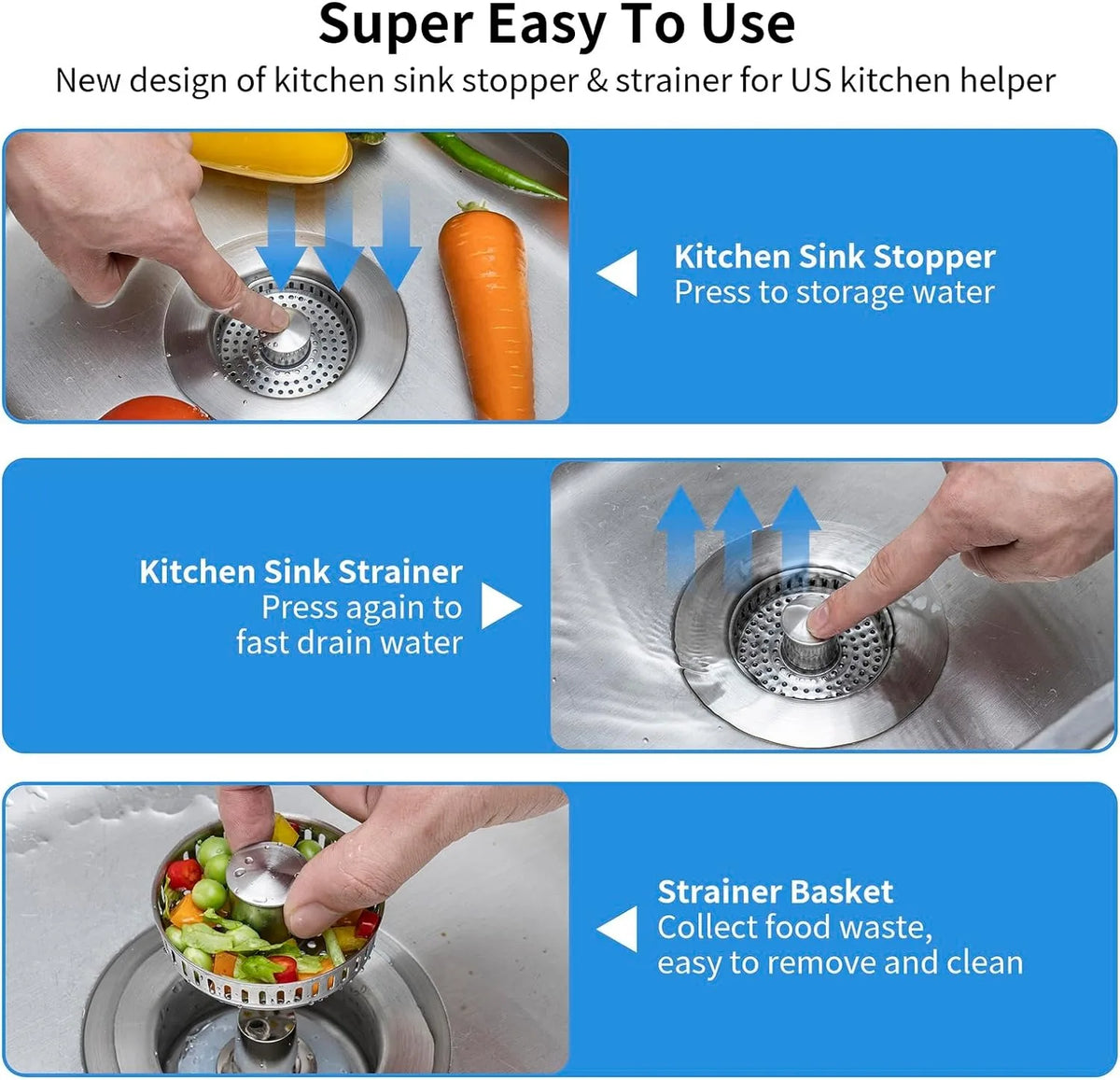 RVS gootsteenzeef - 3-in-1 hygiëne en efficiëntie voor uw keuken | 1+1 GRATIS