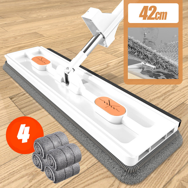 Witte Mop + 2 Moppendoeken — Snel Schoonmaken, Zonder Inspanning