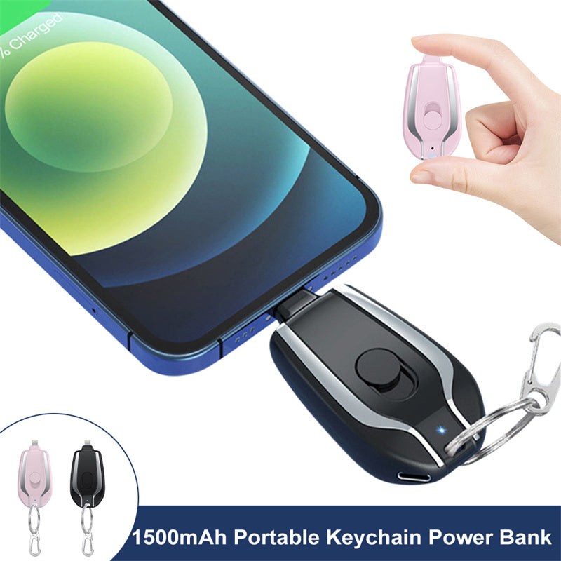 1500mAh Mini Power Bank - Sleutelhanger - Noodgevallen - Snellader