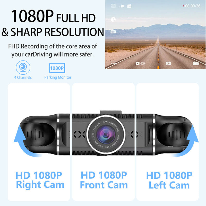 4-Kanaals 1080p Auto-Recorder - Kristalheldere Beveiliging Voor Uw Auto