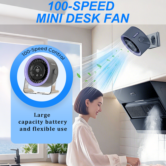 CoolFlex™ 100-snelheden mini-bureauventilator met digitaal display