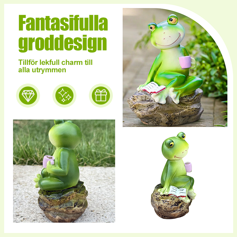 FrogLux® Charmig Läsande Grodstaty | 50% KORTING