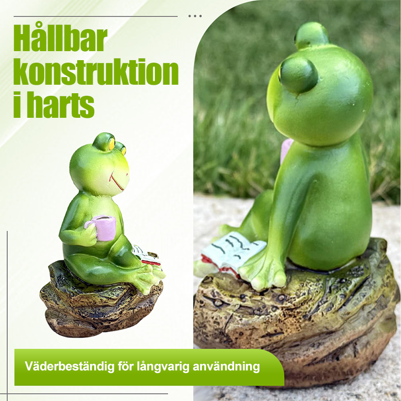 FrogLux® Charmig Läsande Grodstaty | 50% KORTING