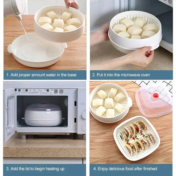 SteamChef – Multifunctionele magnetronstomer en kookcontainer
